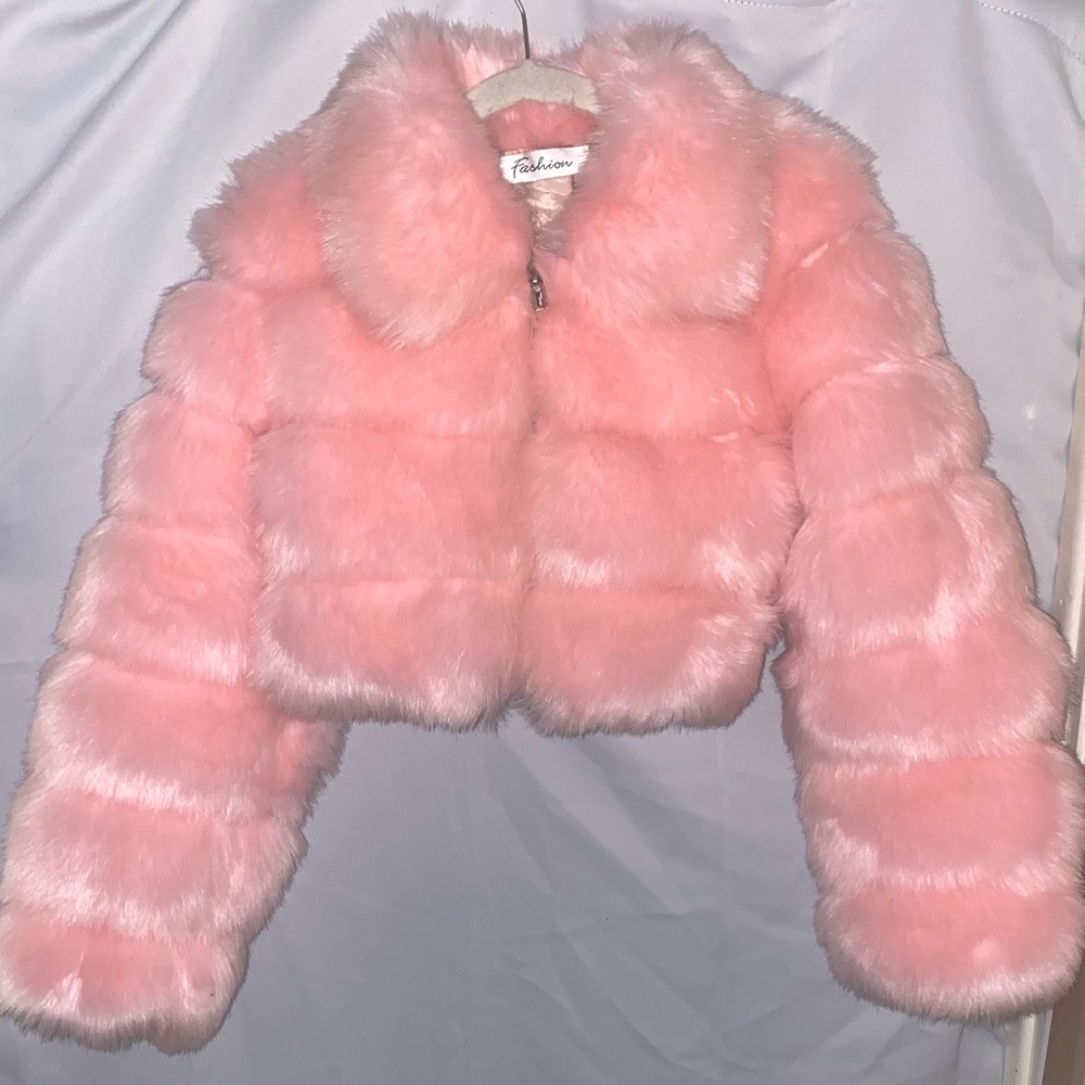Pink Faux Fur Crop Top